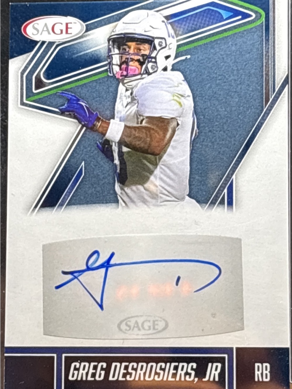Sage Greg Desrosiers JR Autographed Football Card